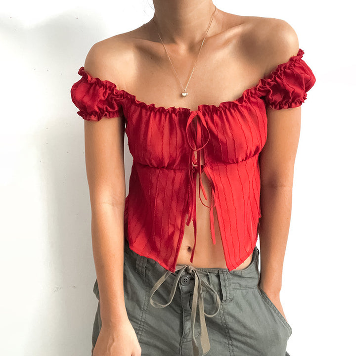 Red Front Tie Up Top