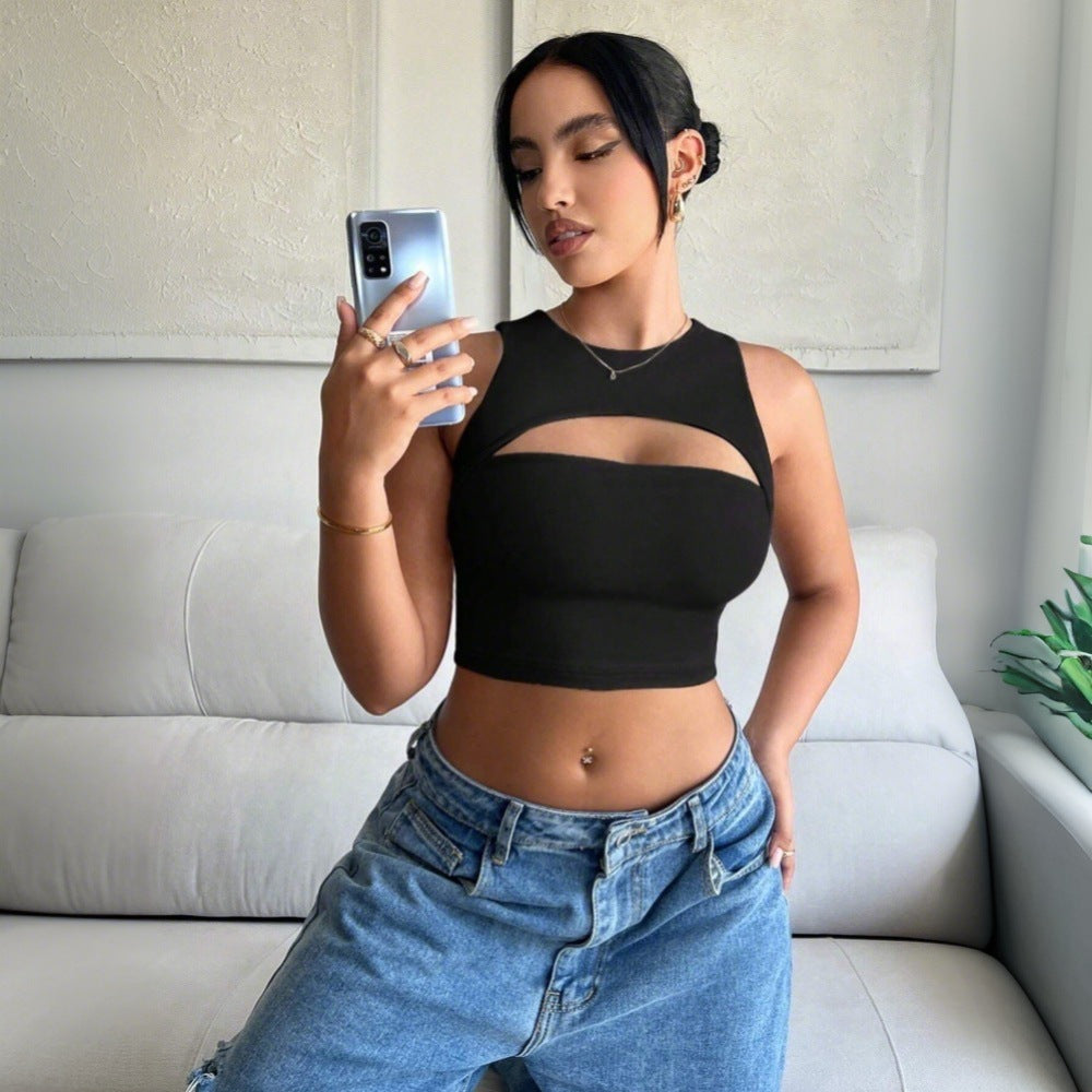 Black Racer Cut Out Detail Tank