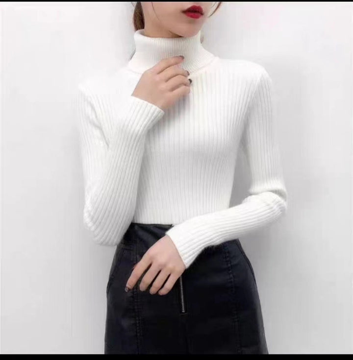 White High Neck Sweater Top