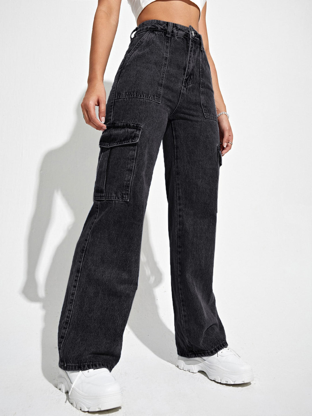 Black Cargo Pocket Detailed Jeans