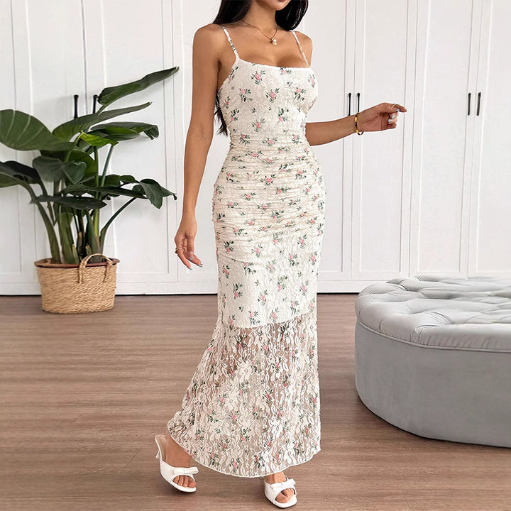 Multi Strappy Printed Maxi Dress