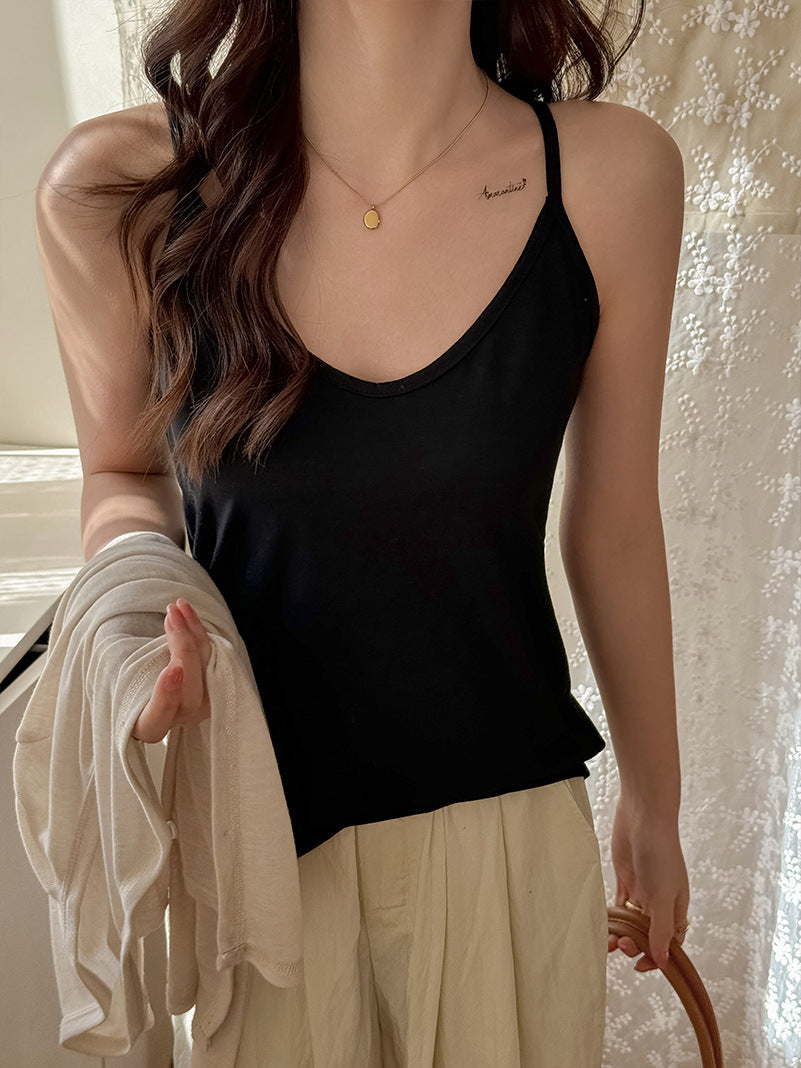 Black Scoop Neck Relaxed Fit Camisole