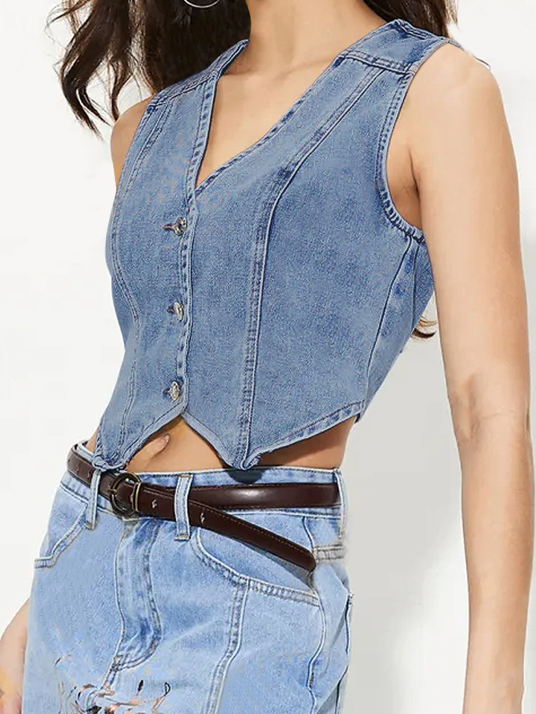 Blue Denim Vest Top