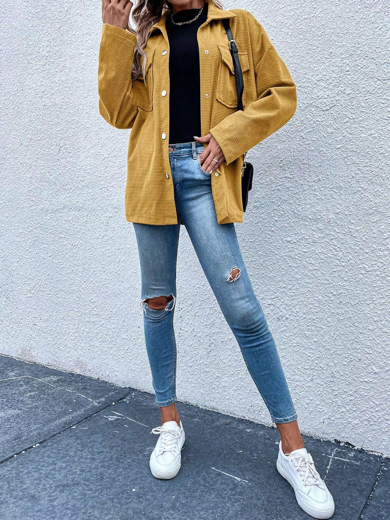 Yellow Corduroy Long Shirt