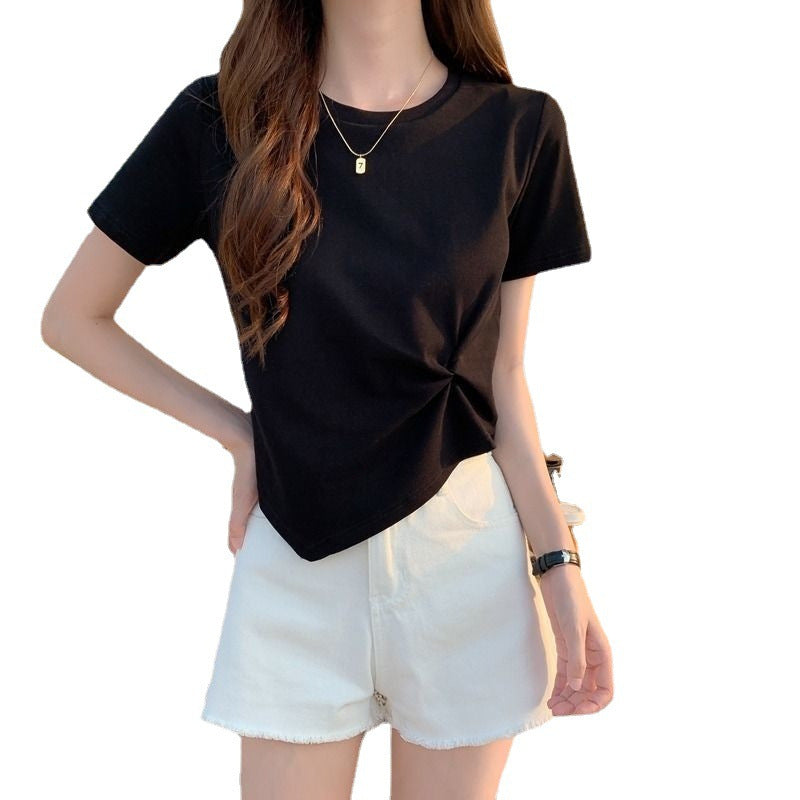 Black Side Knot Detailed Asymmetric Hem Top