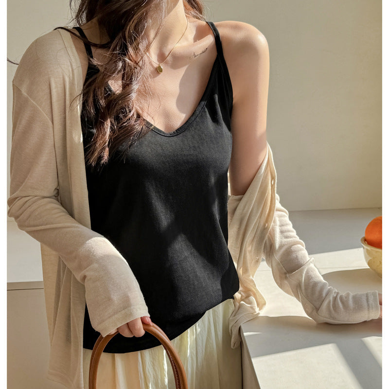 Black Scoop Neck Relaxed Fit Camisole