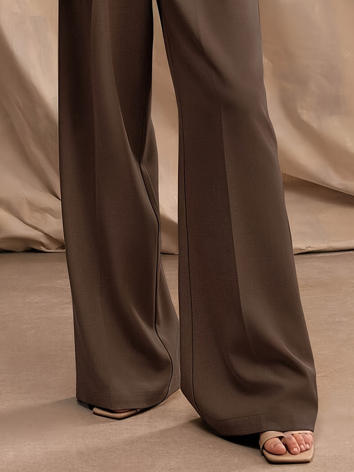 Brown High Waist Wide Leg Trouser