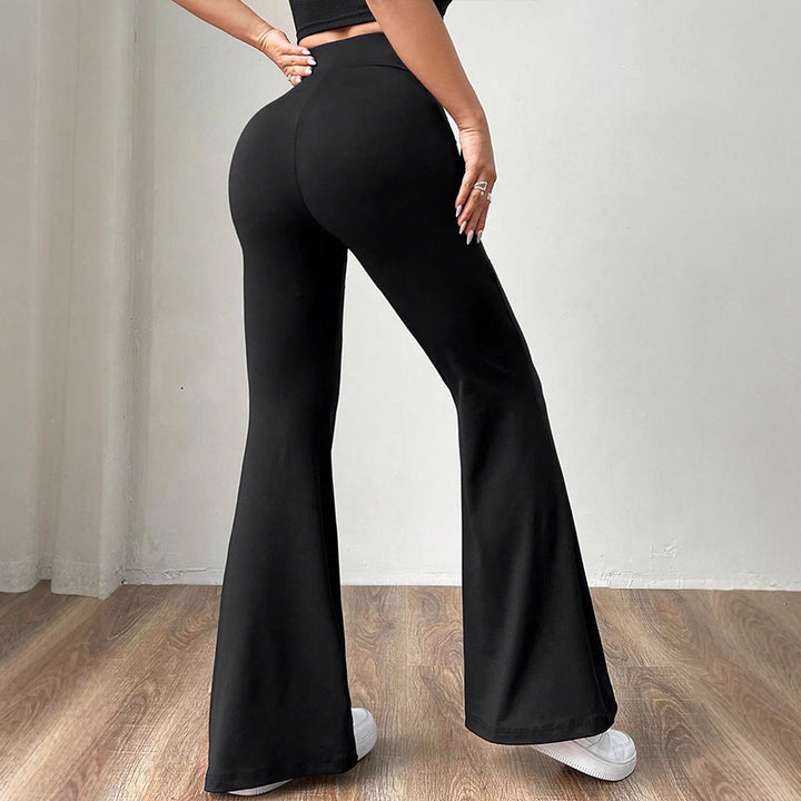 Black Solid Flared Trouser