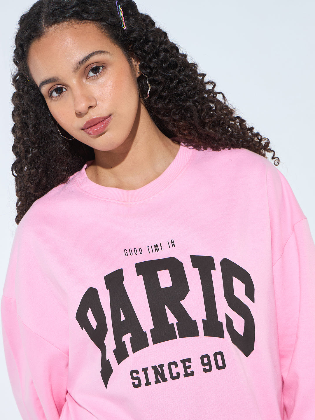 Pink Varsity Graphic Sweatshirt