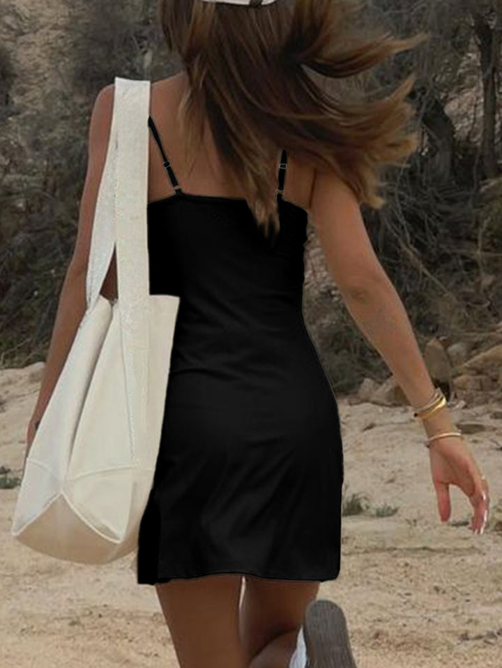 Black Strappy Scoop Neck Slip Dress