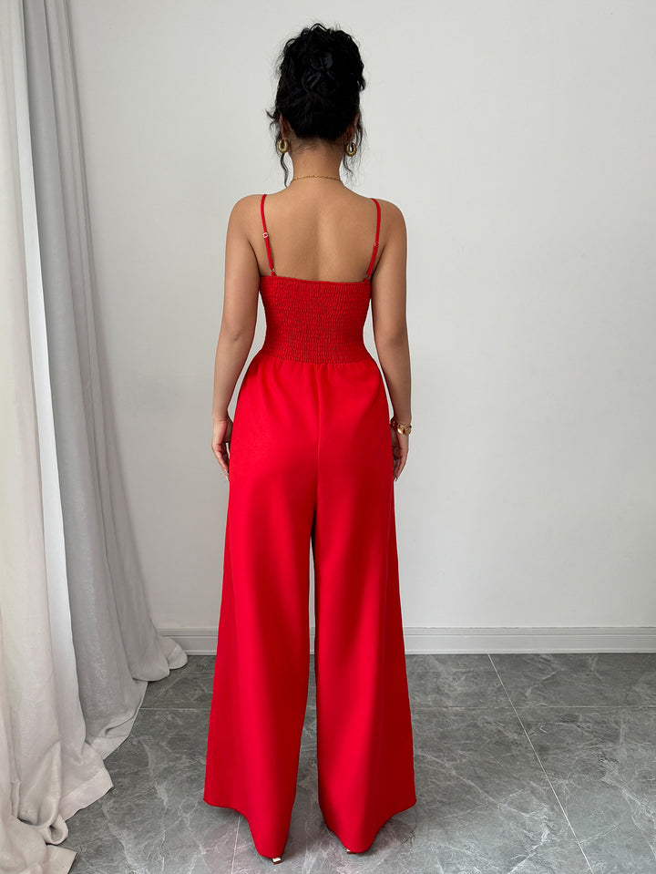 Red Strappy Cut Out Jumpsuit
