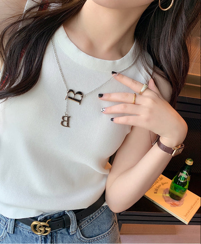 White Sleeveless Basic Tank Top