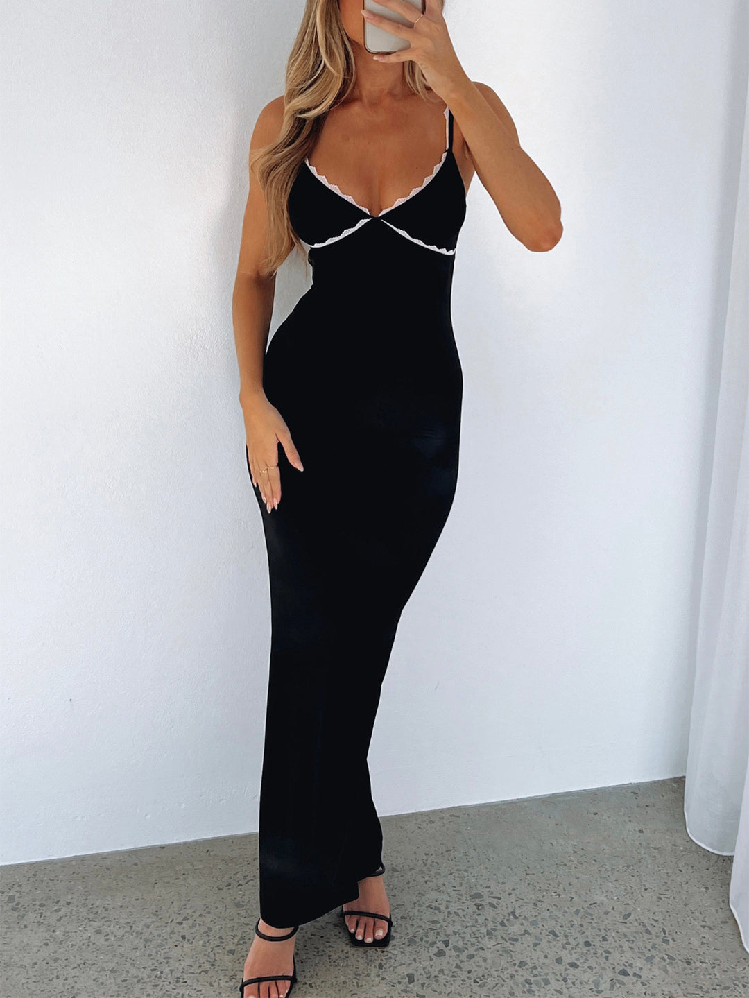 Black Strappy Bodycon Maxi Dress