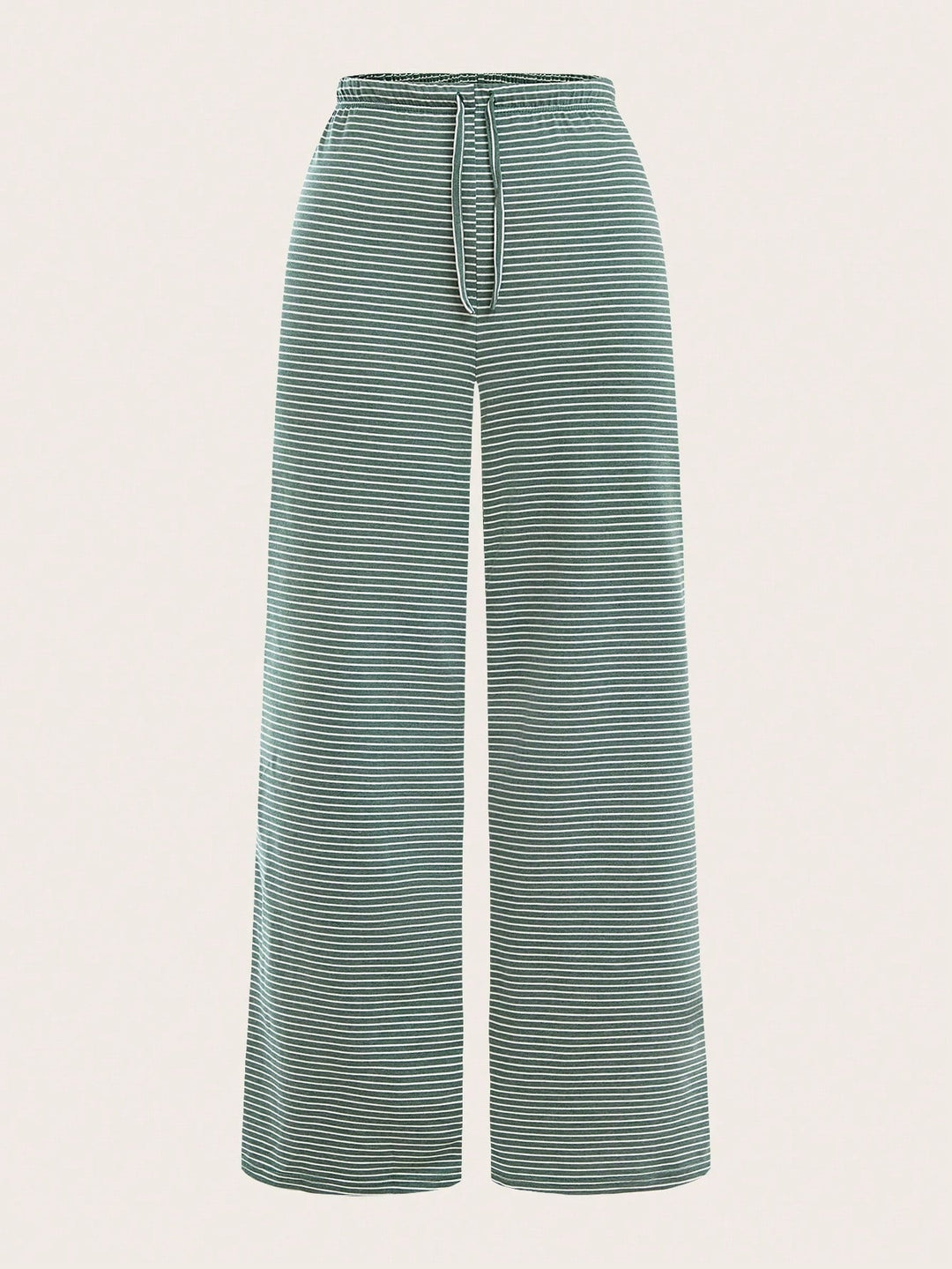Light Blue Striped Drawstring Wide Leg Trousers