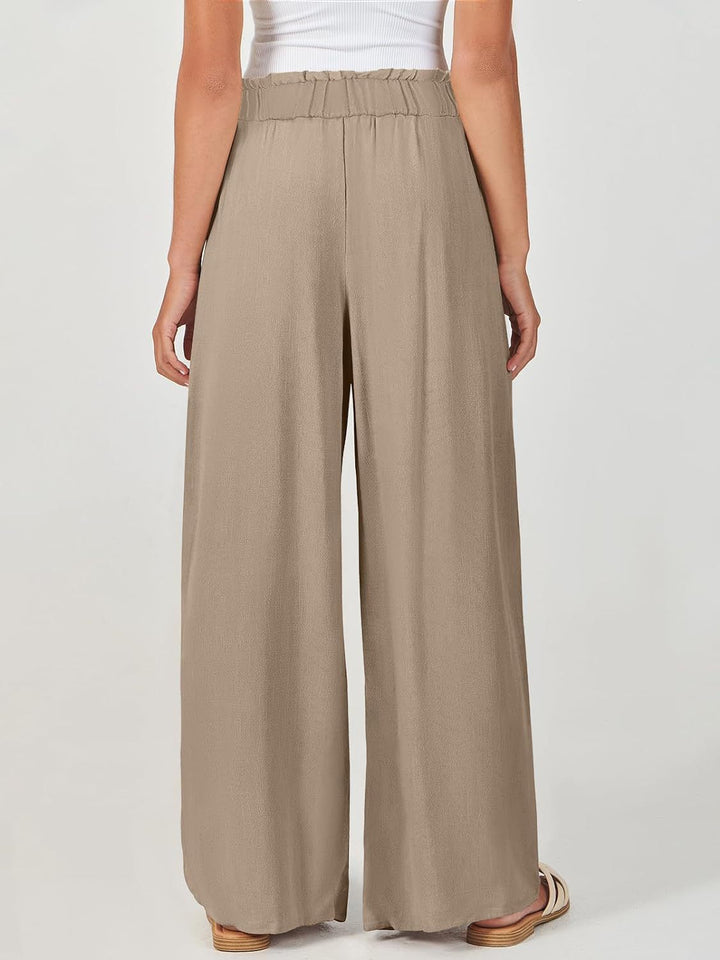 Khaki Elasticated Flare Trouser