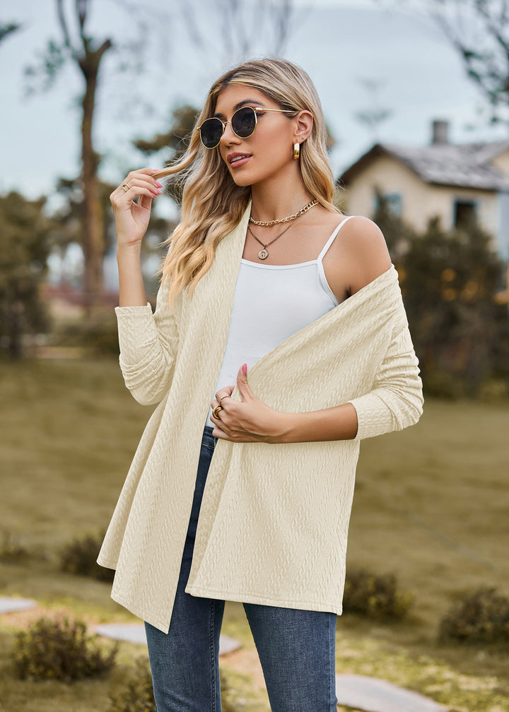 Cream Solid Textured Shrug