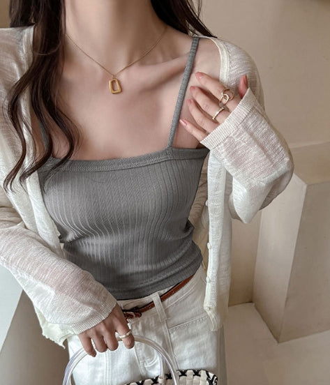 Grey Varigated Rib Camisole