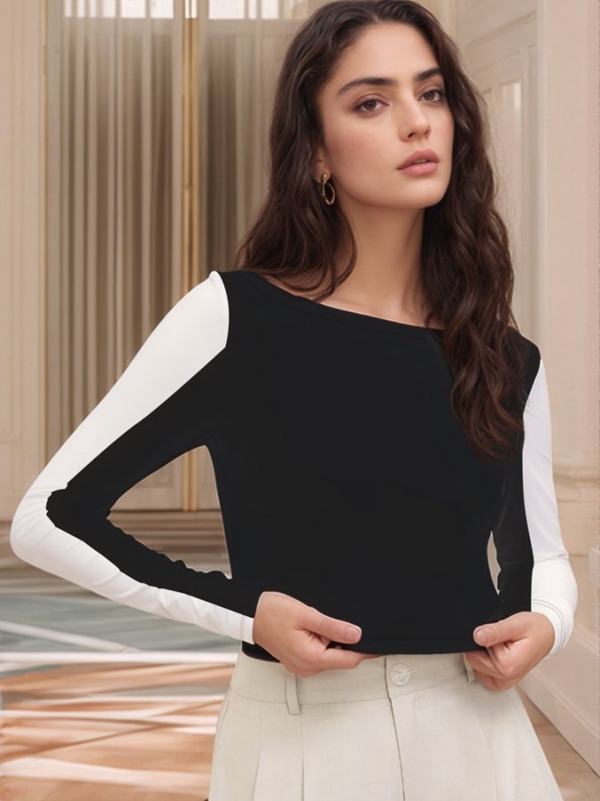 Black Full Sleeve Side Panel Top