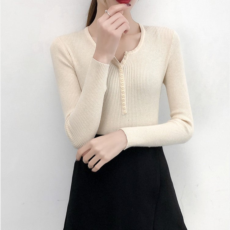 Nude Plunge Neck Flat Knit Top