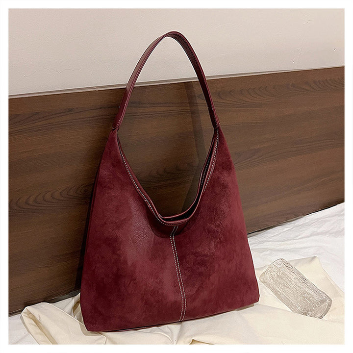 Burgundy Smooth Crescent Zip-Up Hobo