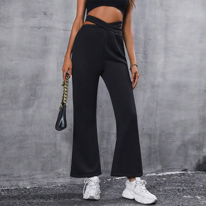 Black Criss Corss Waistband Trouser