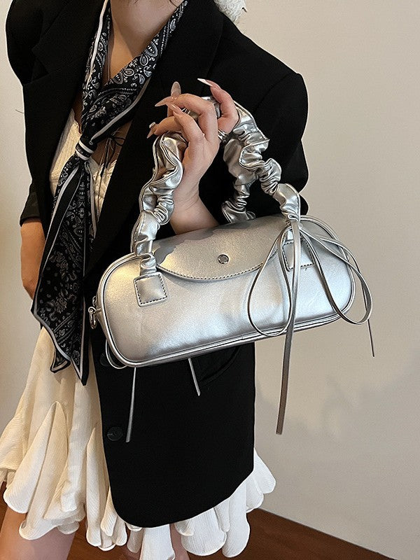 Silver Sleek Bow Handbag