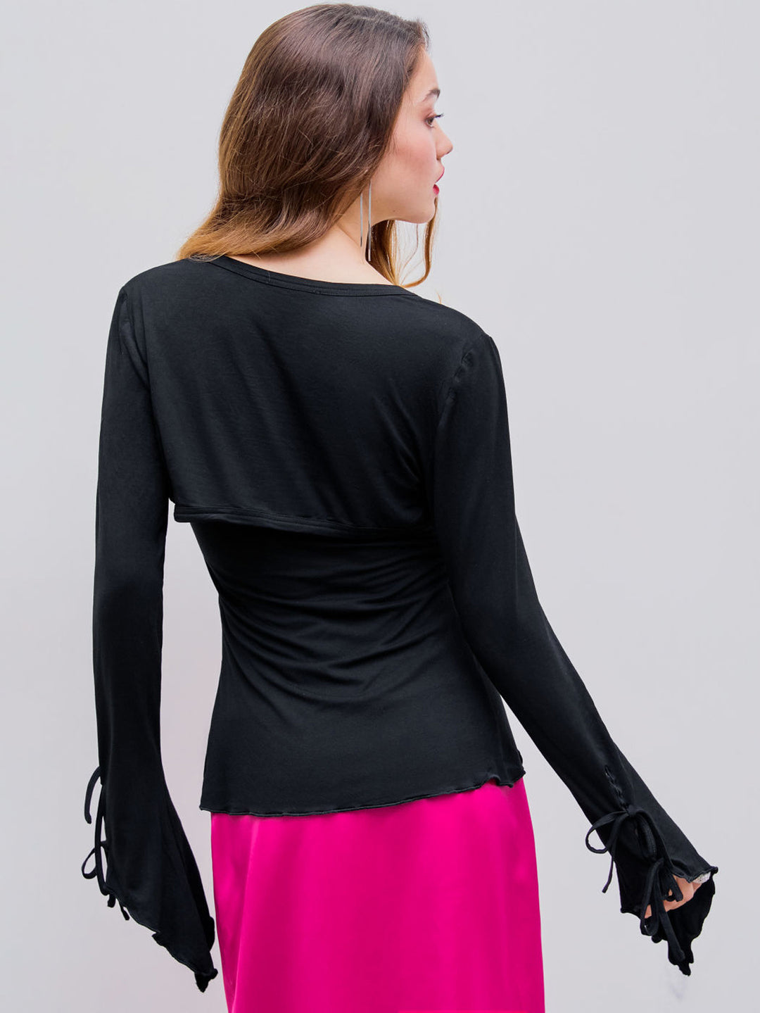 Black Full Sleeved Ruched Knit Top