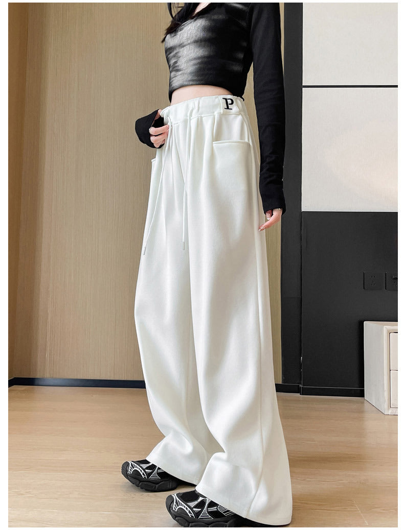 White High Waist Drawstring Pant