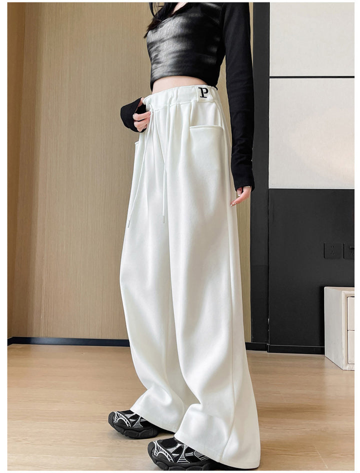White High Waist Drawstring Pant