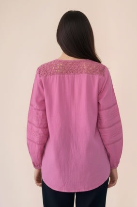 Mauve Delicate Lace With Pintuck Accents