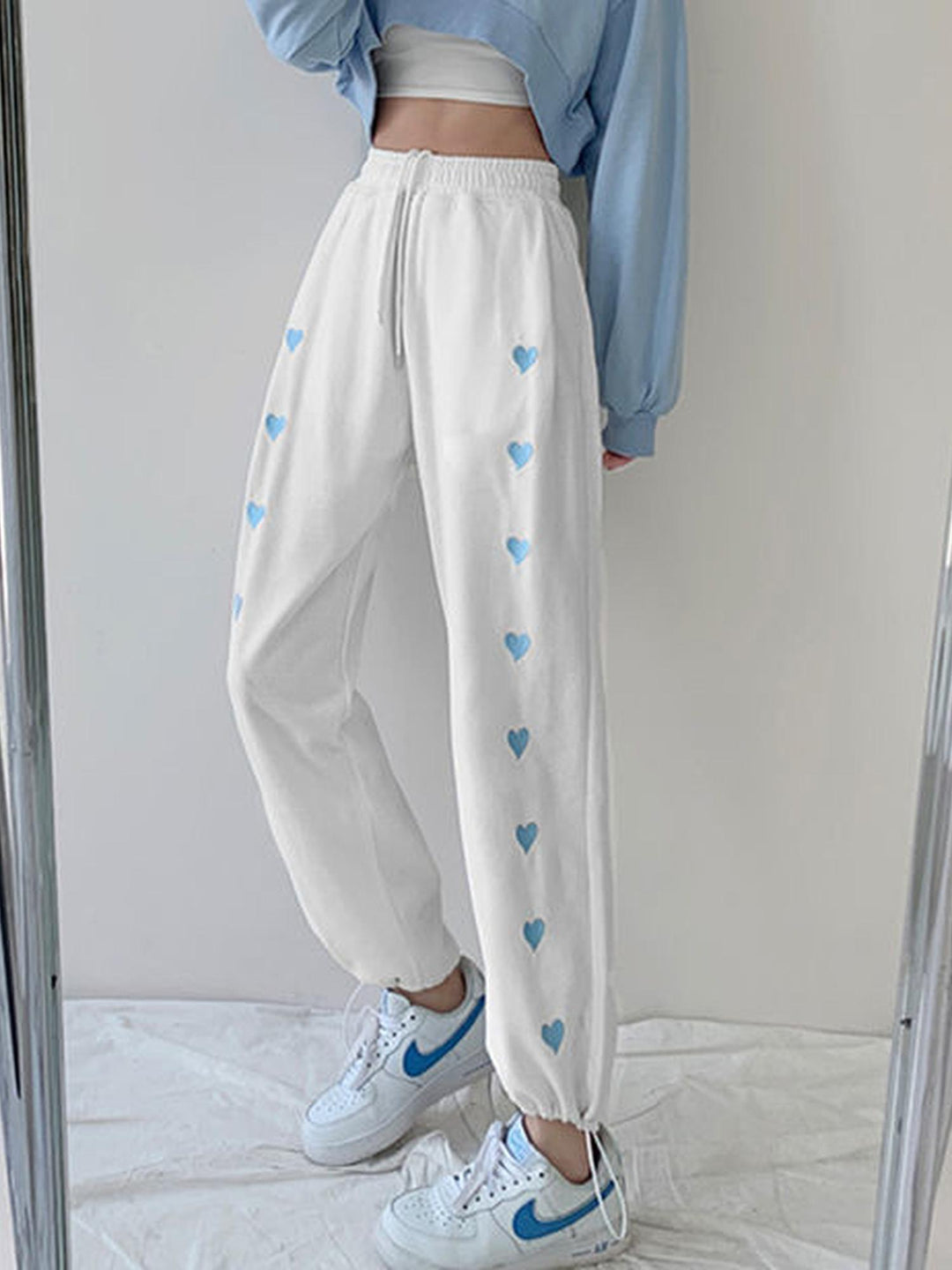 White Heart Printed Joggers