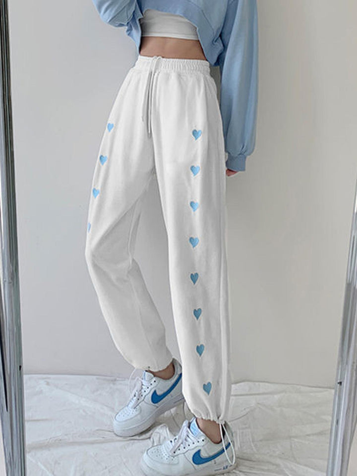 White Heart Printed Joggers