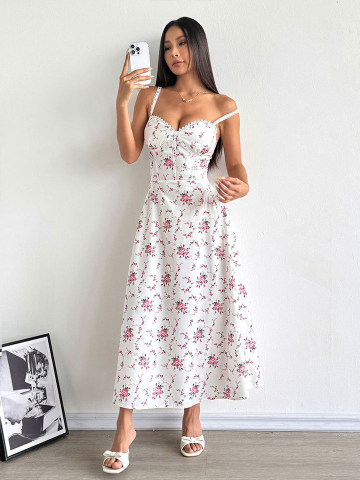 White Corset Detailed Strappy Dress