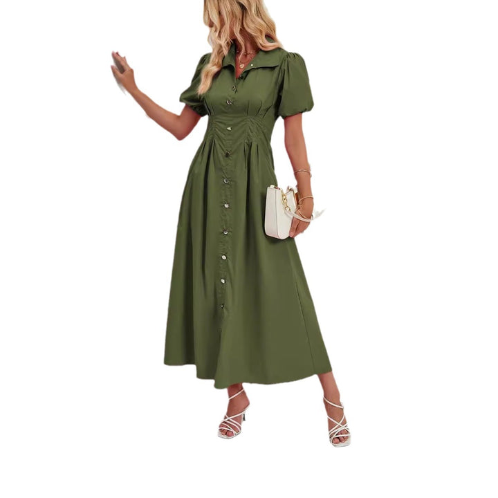 Olive Button Down Sinched Waist Dress
