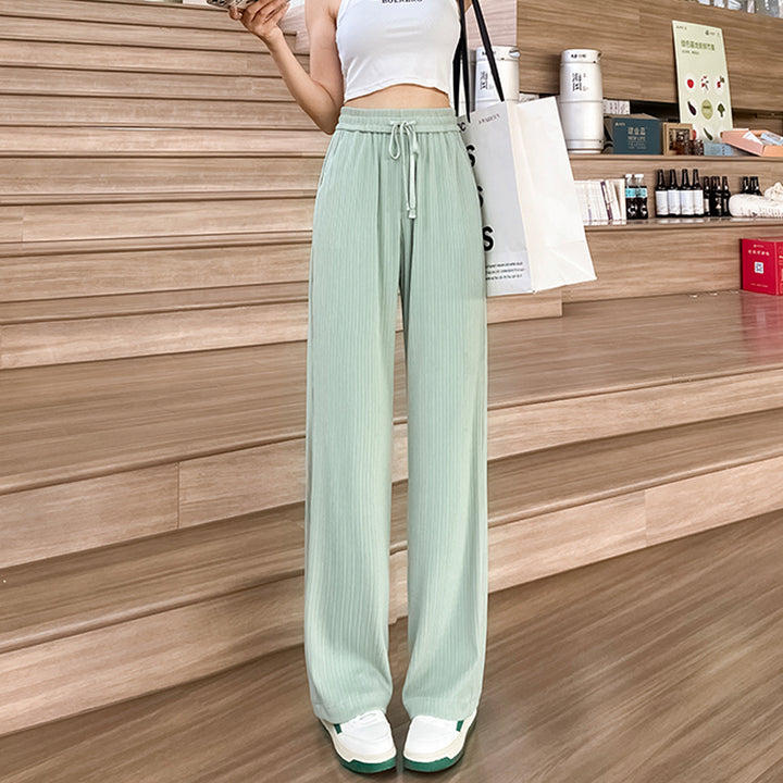 Green Textured Wide Leg Pants