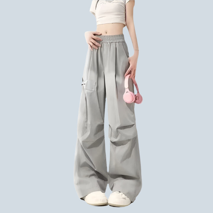Grey Bow Detailing Parachute Pants
