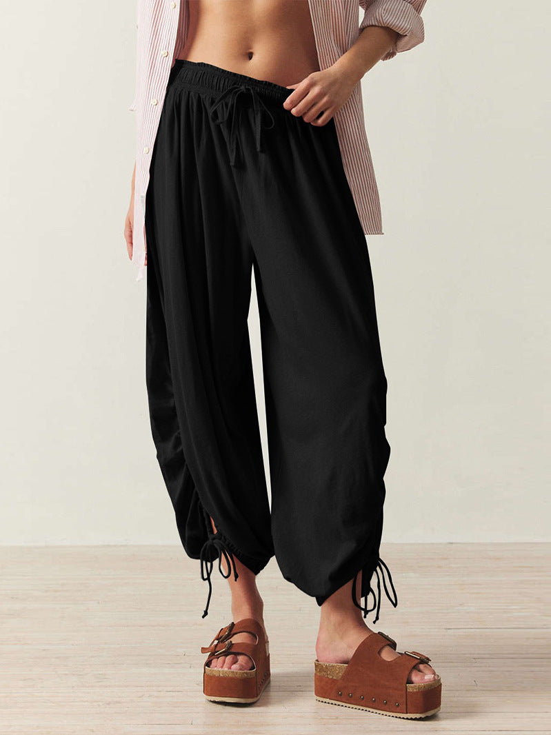 Black Ruching At Bottom Hem With Elasticated Leg