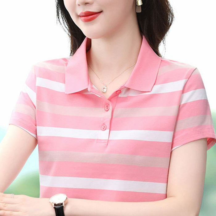 White Thick Striped Polo T-Shirt