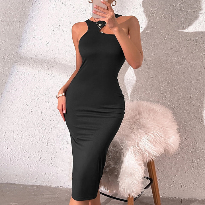 Black Sleeveless Halter Neck Dress