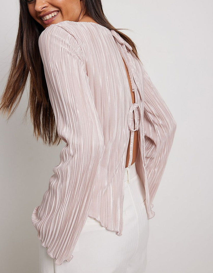 Pink Full Sleeve Back Tie-Up Top