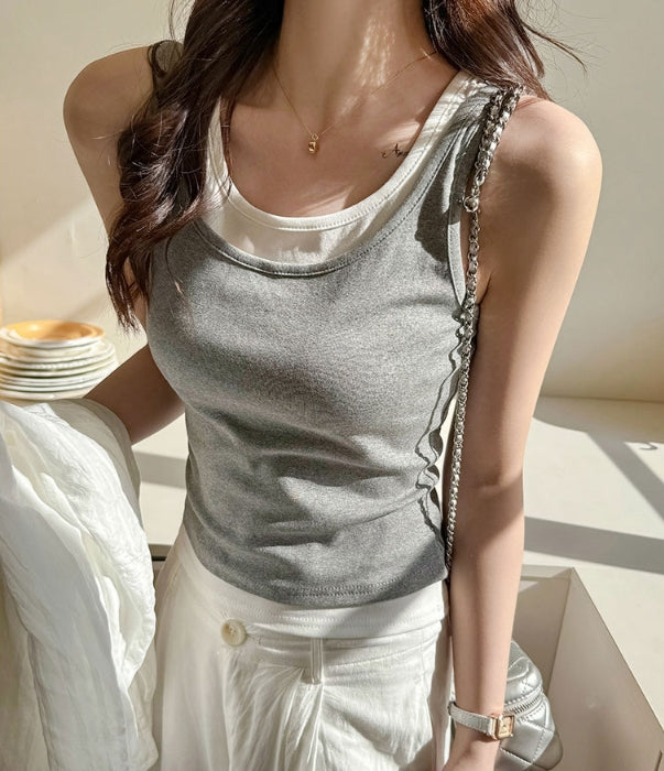 Grey Twofer Look Tank Top