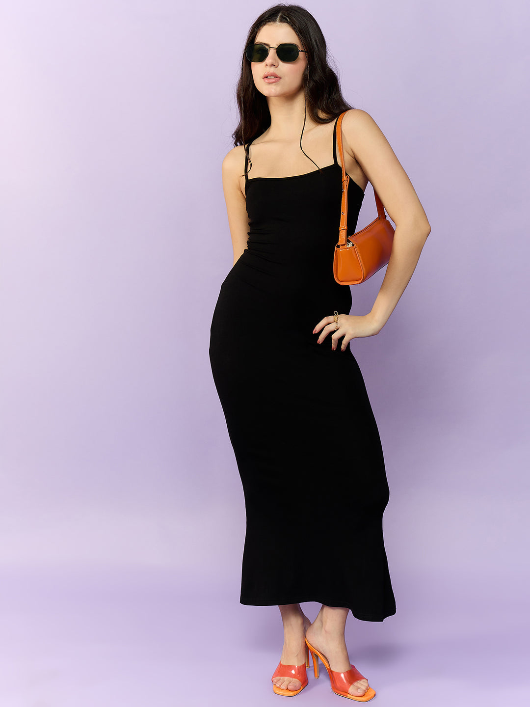 Black Strappy Fitted Maxi Dress