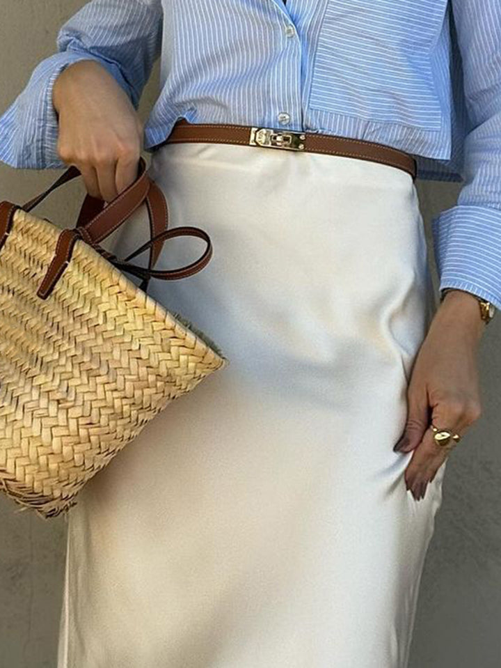 White High Waist Satin Skirt