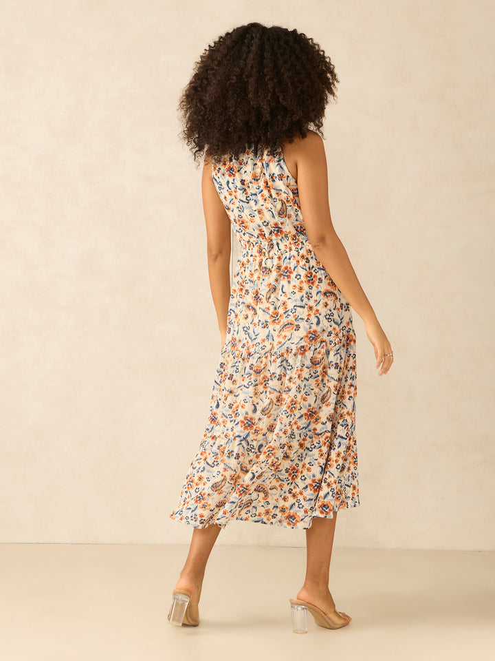Multi Halter Neck Gathered Dress
