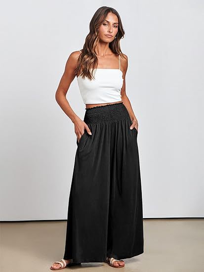 Black Elasticated Waist Band Wide Leg Trouser