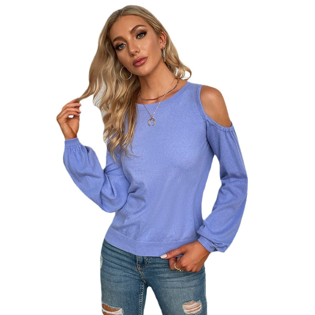 Blue Cold Shoulder Top