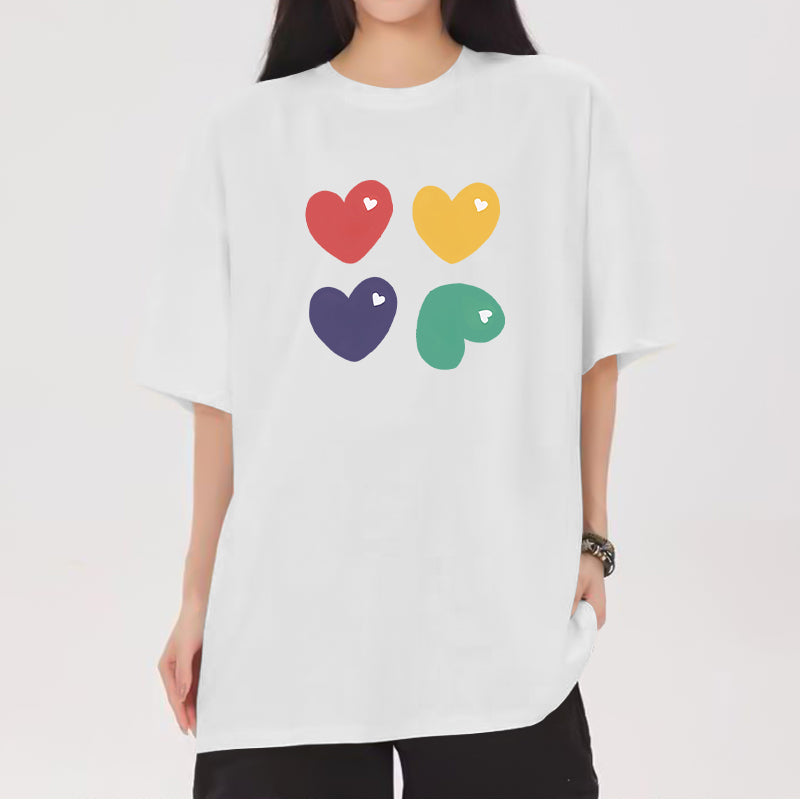 White Heart Print Graphic Tshirt
