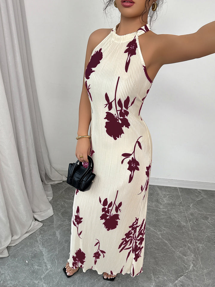 White Halter Neck Maxi Dress
