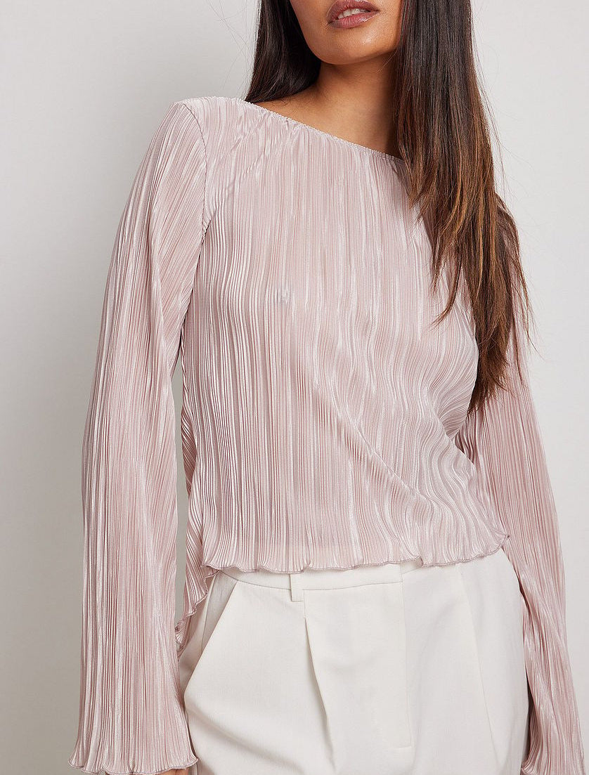 Pink Full Sleeve Back Tie-Up Top