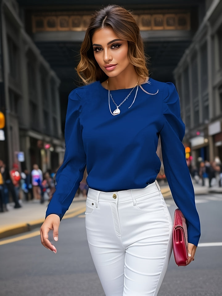 Blue Full Sleeves With Sleeve Detail Top